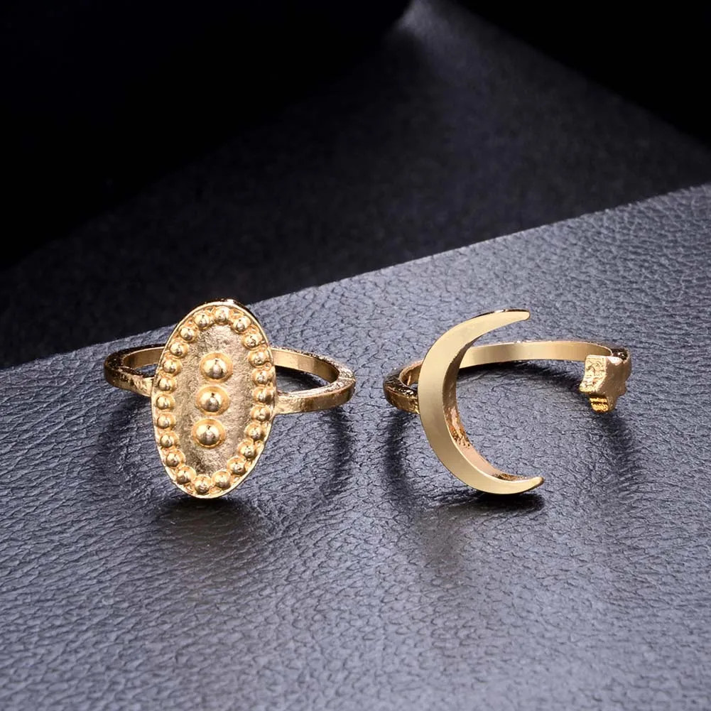 5 шт./компл. Boho женское кольцо полумесяц резные овальные укладки женский перстень