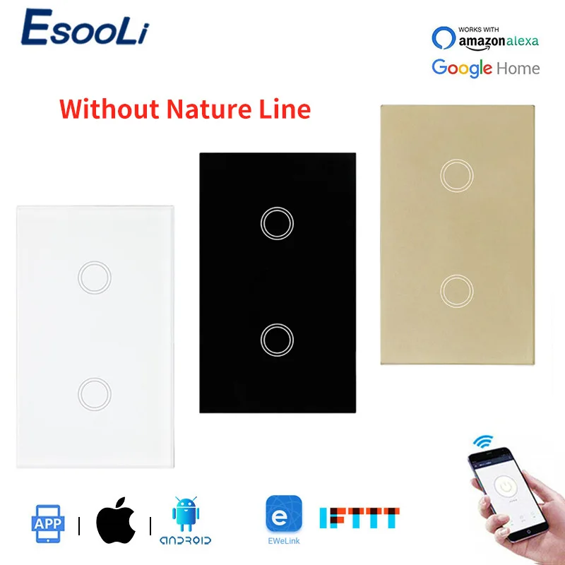 EsooLi роскошный хрустальный стеклянный стандарт США умный Wi Fi настенный сенсорный