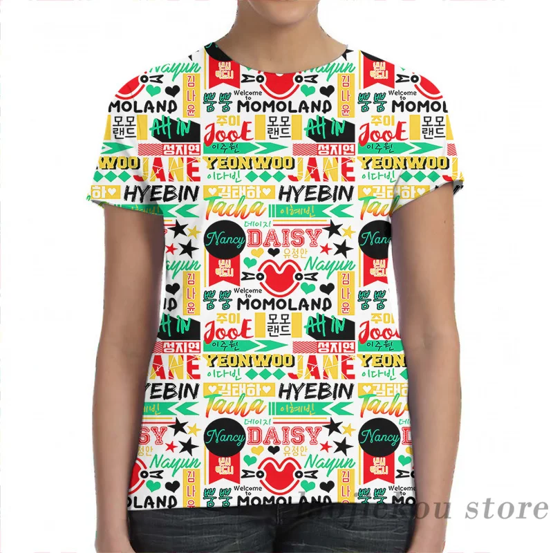 Футболка Momoland с коллажем для мужчин и женщин модная тенниска принтом по всей