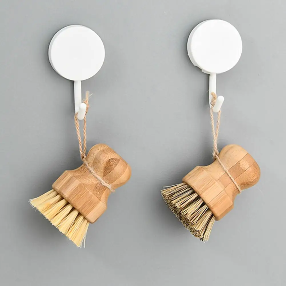 

Wooden Bamboo Round Pot Dish Bowl Sink Stove Washing Brush Kitchen Cleaning Tool Round Handle Easy Use Convenient Cleaning Tools