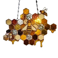 bee honeycomb sun catcher bee day hanging ornament decoration for home office garden backyard