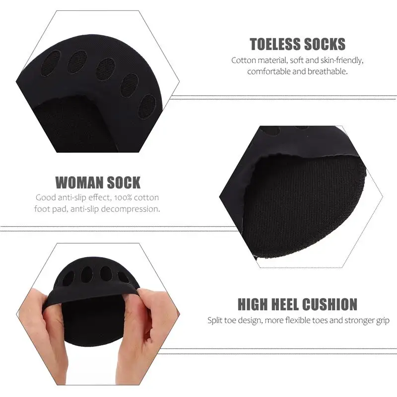 

3 Pairs Breathable Toeless Half Socks Women Invisible Toe Topper Liner Socks