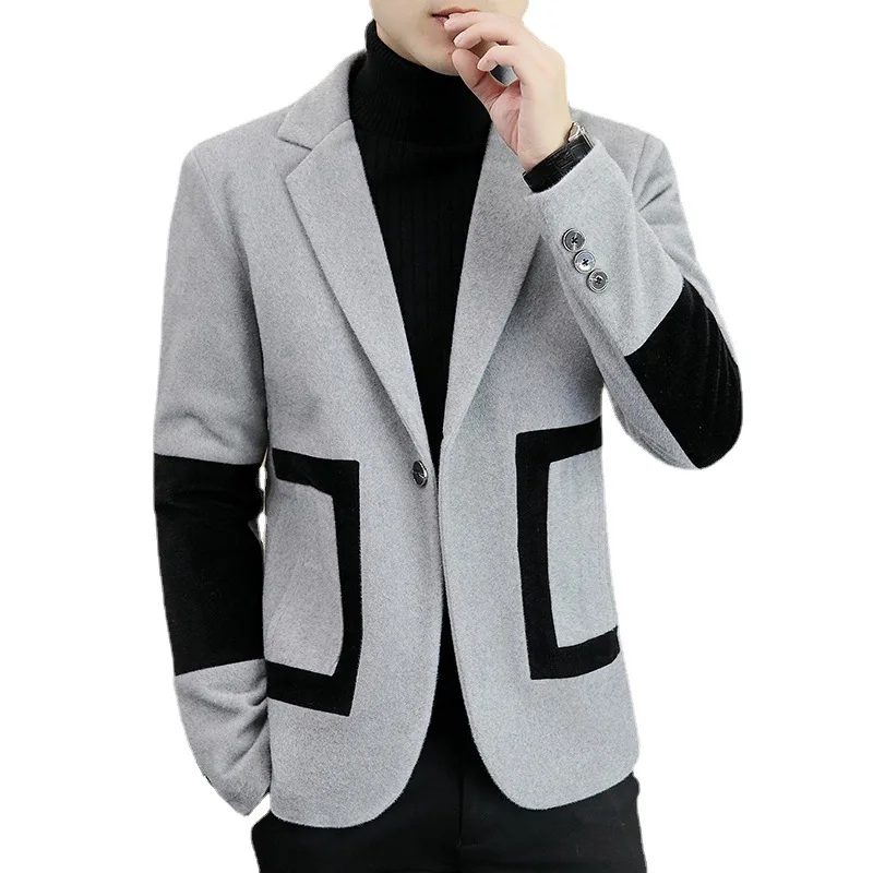 Мужской зимний шерстяной Блейзер HOO 2022 в стиле норки Молодежный утепленный