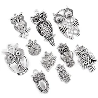 10 pcs mix sale vintage metal owl tibetan silver diy charms fit pendants necklace jewelry making u061 2