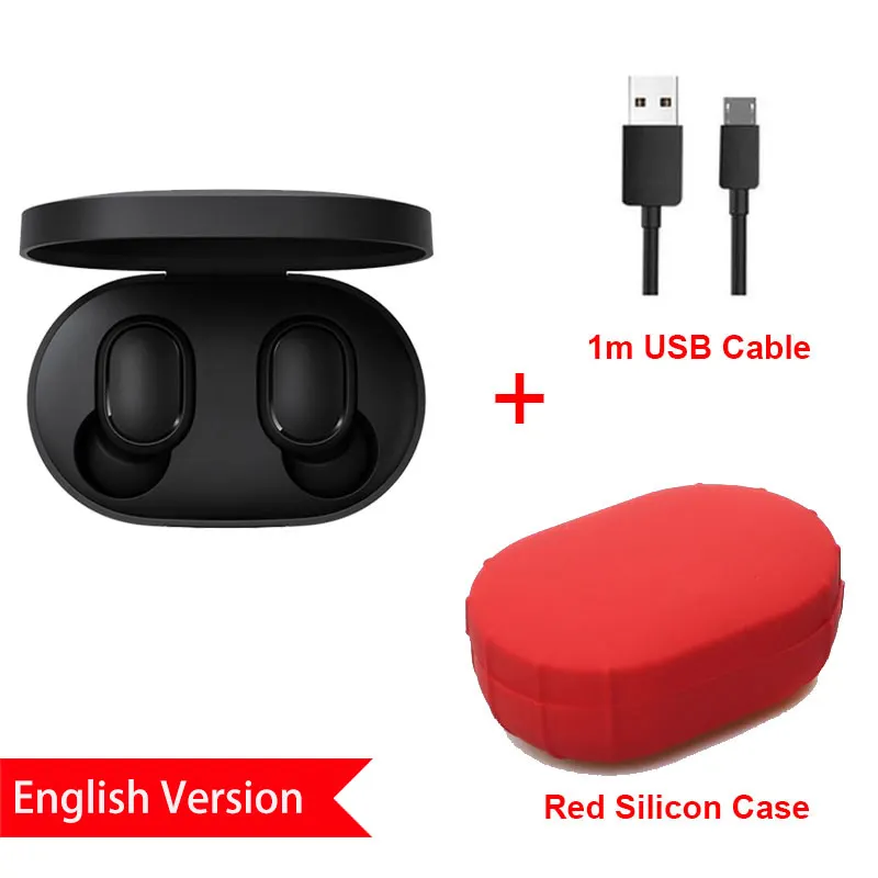 EN SiCase Red C Xiaomi Redmi Airdots Xiaomi Bluetooth беспроводные стерео наушники Голосовое управление Bluetooth 5,0 шумоподавление управление - Цвет: EN SiCase Red C