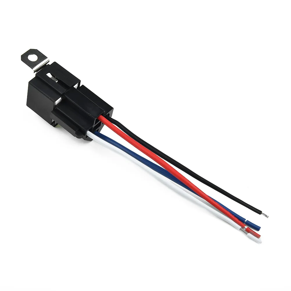 

Amp Relay Pre-wired Metal Car With Socket Base/Wires/Fuse Polyamide 4 Pin SPST 12V Portable High Quality Durable