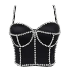 Топ Стразы со встроенным бюстгальтером, Бралетт с чашками пуш-ап без рукавов, Женская майка с открытыми плечами, пикантная летняя одежда для ночного клуба