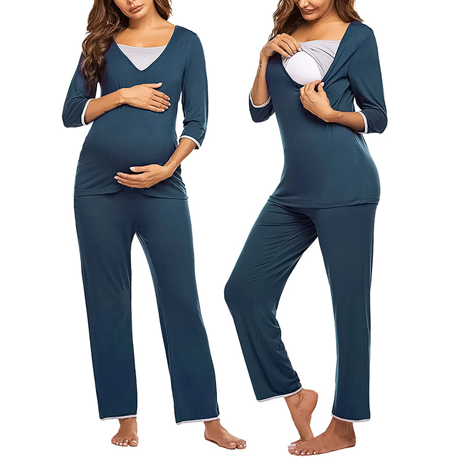 

Maternity Pajamas Set Pregnant Women Long Sleeve Pajamas Pregnancy Nightwear Nursing Nightgown Breastfeeding Sleepwear Sets