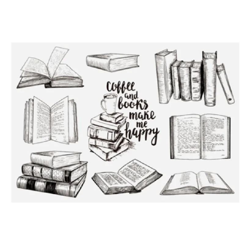 Прозрачный силиконовый штамп в виде книжки с кофейной чашкой для скрапбукинга