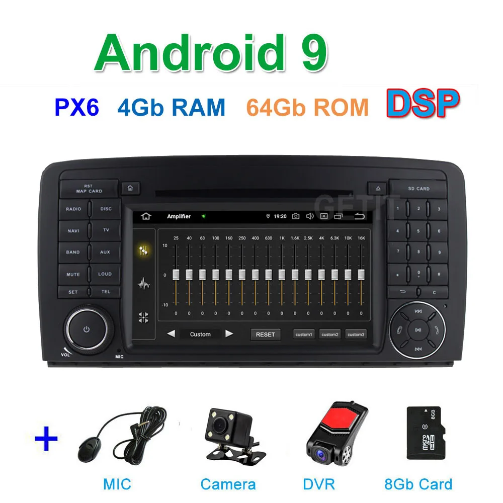 DSP PX6 CAM DVR SD DSP 64G PX6 Android 9,0 автомобильный dvd-плеер для Mercedes Benz R class W251/R280/R300/R320/R350/R500 WiFi радио с Bluetooth и GPS стерео - Цвет: DSP PX6 CAM DVR SD