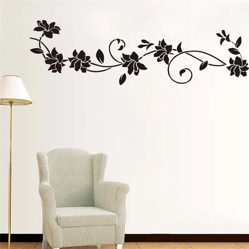 

Black flower Vine Wall Stickers Refrigerator Window cupboard Home Decorations Diy Home Decals Art Mural Posters Home Decor