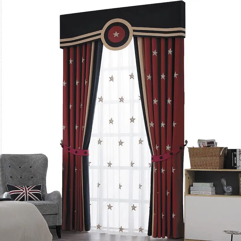 

Children's RoomFriendly Breathable Patch Cotton Linen Curtain Boys and Girls French Window Bay Window Factory Wholesale