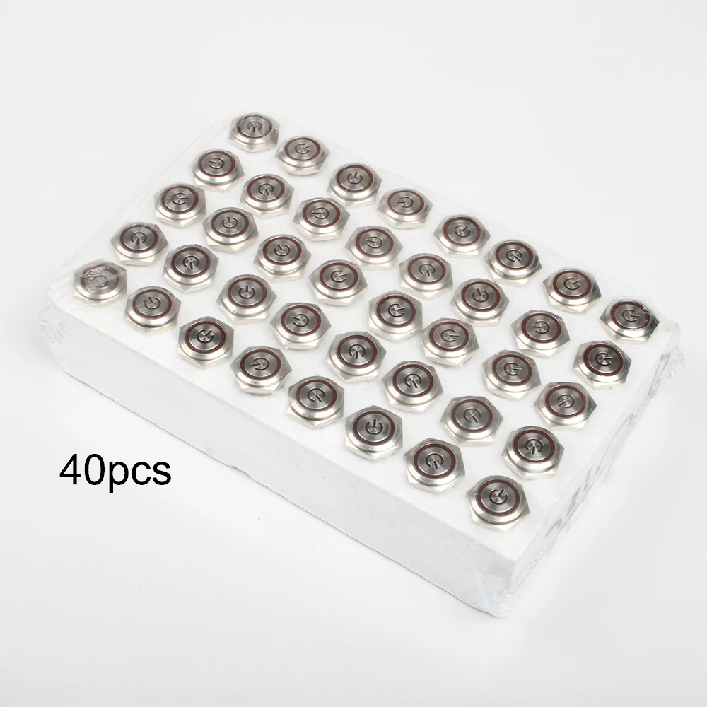 40 шт. 16 мм водонепроницаемый металлический кнопочный переключатель со