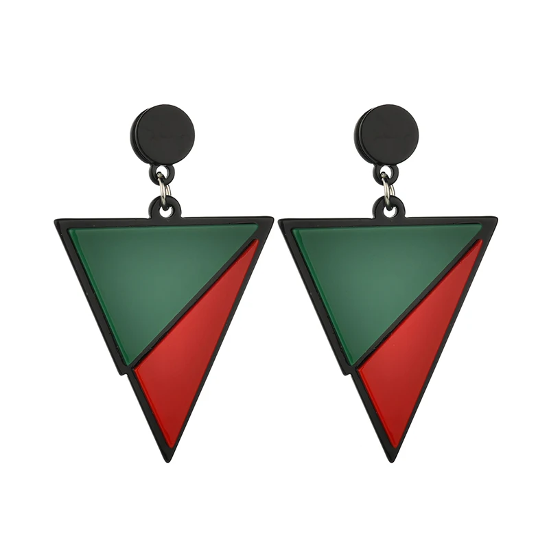 Earrings Geometric Triangle Black White Red Green Big Acrylic Minimalist Jewelry Simple Women | Украшения и аксессуары