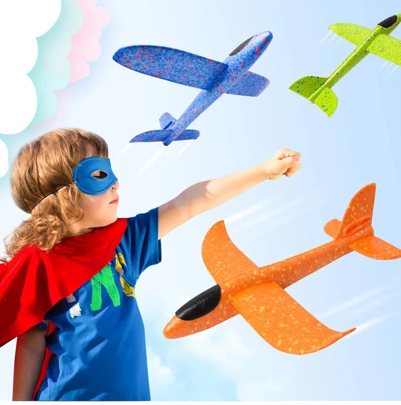 

48cm Large Foam Aircraft Toy Hand Throw Flight Glider Aircraft Airplane DIY Model Toy Throwing Roundabout Airplane Kid Gifts
