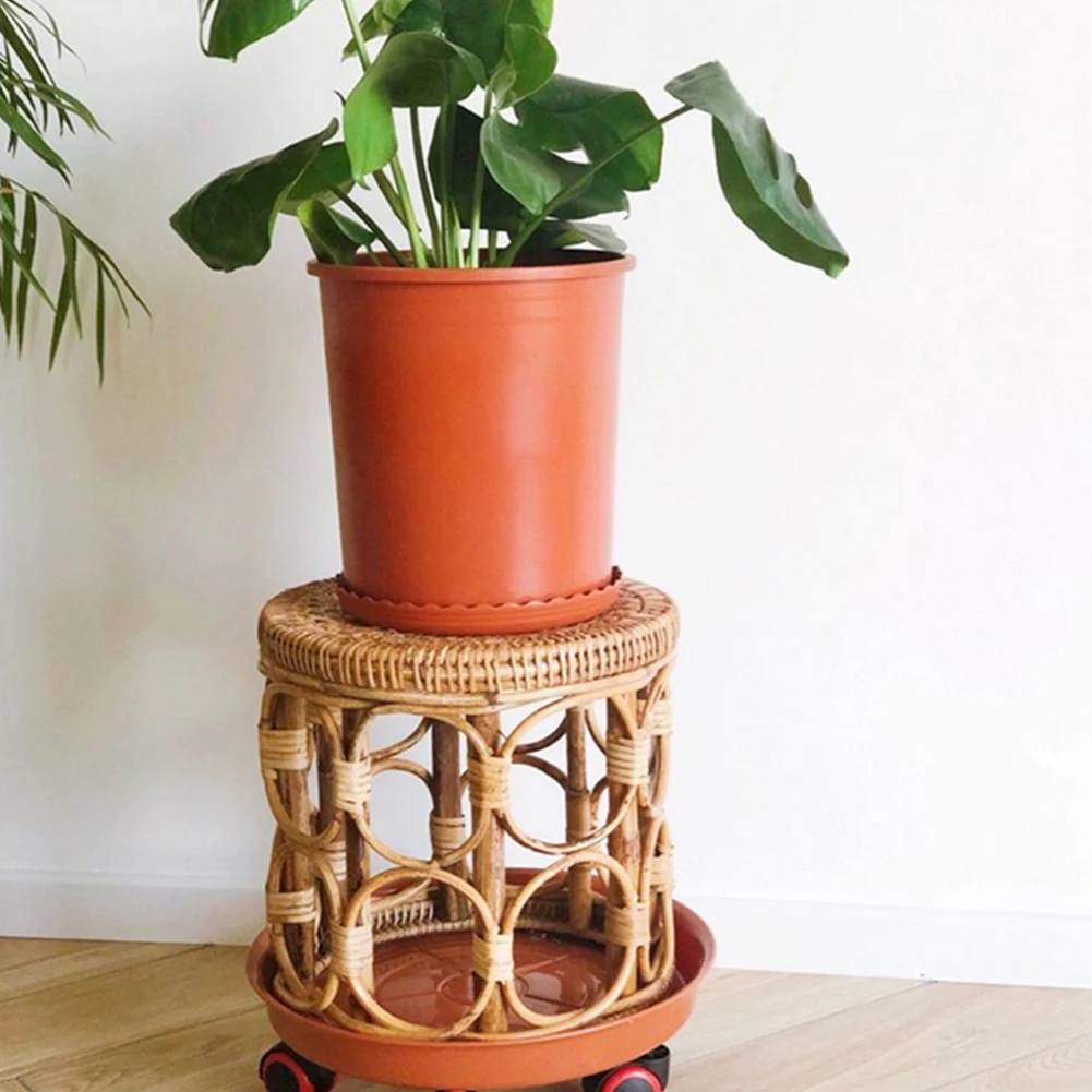 

Wooden Plant Stand Flower Pot Base Holder Stool Rattan Garden Indoor Outdoor Flower Plant Display Free Standing Bonsai Holder