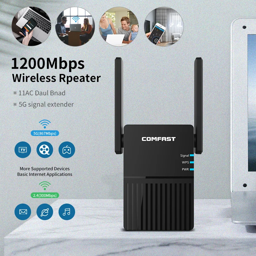 Camfast 1200 Мбит/с дальний двухдиапазонный 2 4 + Wi Fi 5 ГГц Беспроводной маршрутизатор