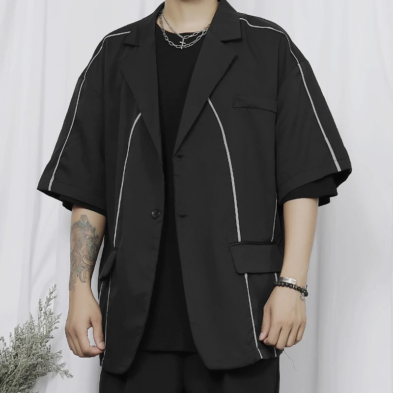 Большой новый костюм Мужское пальто японский светящийся светоотражающий дизайн