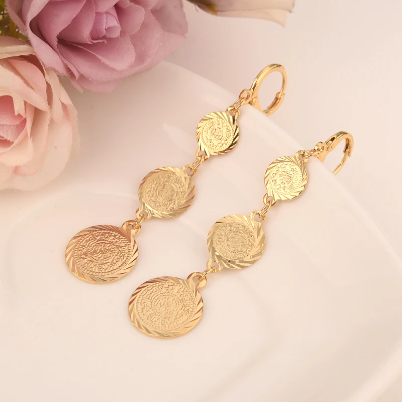 Серьги-подвески Lingxiu с монетами для женщин/девочек Золотые серьги ювелирные
