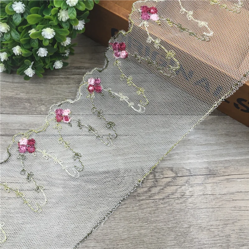 

1 Yard, Tulle Lace Trim Ribbon Coloured Floral Embroidered Mesh Fabric Embroidery Sewing Home Textiles Crafts DIY FL176