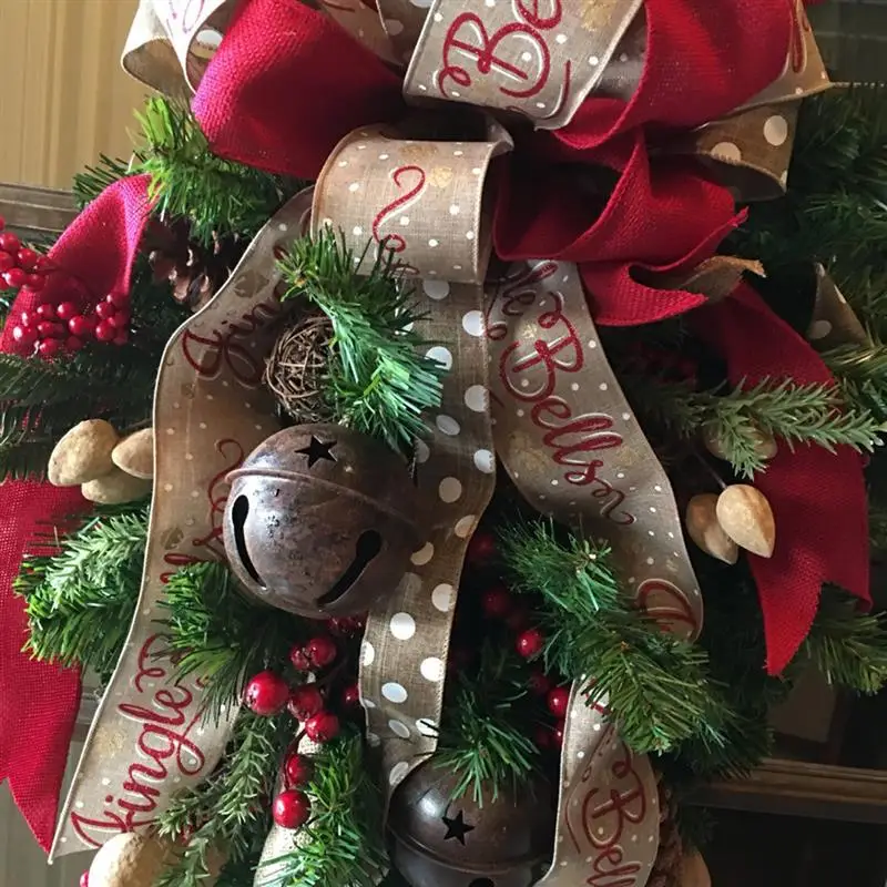 Рождественский венок лента с колокольчиком висячий дверной настенное украшение