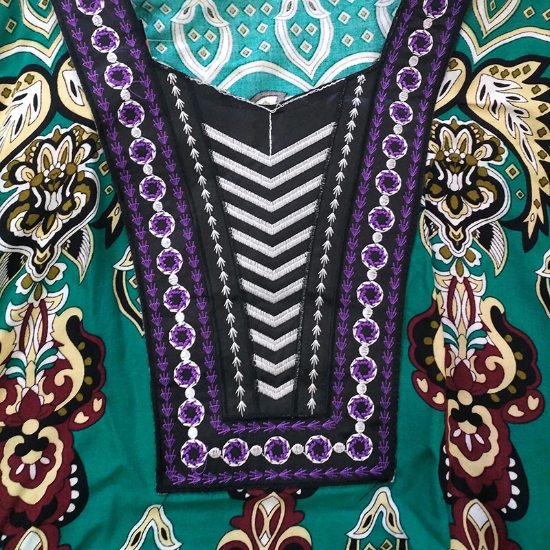 

Dashikiage 2019 African Dashiki Fashion Arrivals Elegant Appliques Green Pure Cotton African Long Dresses