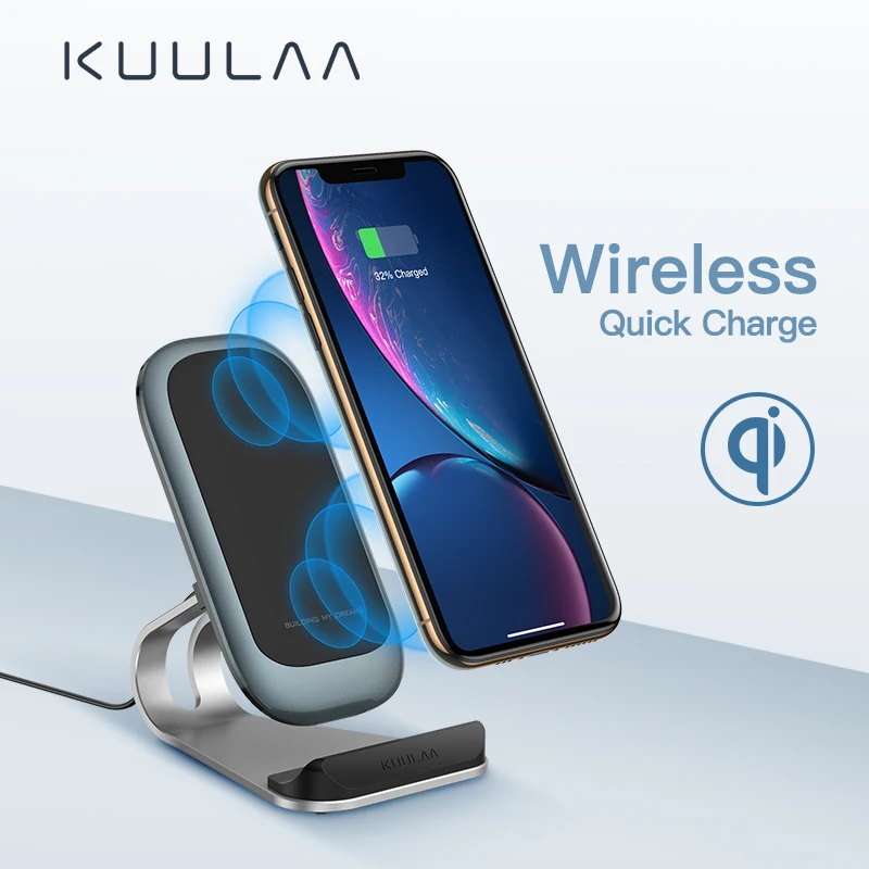 KUULAA Qi Беспроводное зарядное устройство 10 Вт для iPhone X XS 8 XR samsung S9 Xiaomi быстрая Беспроводная зарядная док-станция держатель для телефона зарядное устройство