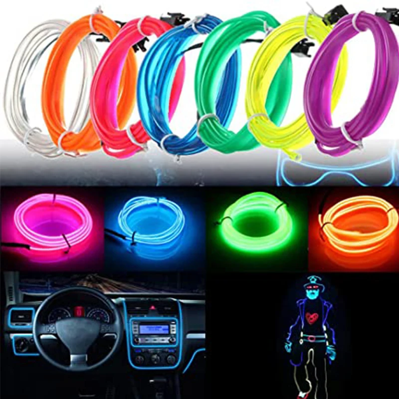 Glow EL Wire Cable LED Neon Christmas Dance Party DIY Costumes Clothing Luminous Car Light1m/3m/5m Decoration Clothes Ball Rave images - 6