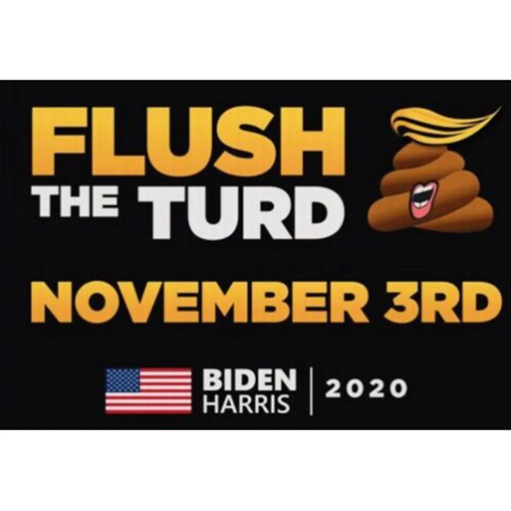 

3 x 5 ft - 90cm x 150cm FLUSH THE TURD NOVEMBER 3RD,BIDEN HARRIS 2020 Flag High Quality Single side Flag U.S. election Flag USA