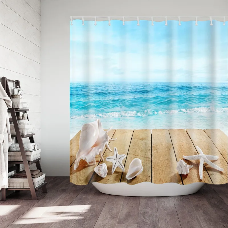 Waterproof Polyester Fabric Bath Curtain Sea Turtle Print Shower Octopus With 12 Hooks Home Washroom Curtains | Дом и сад