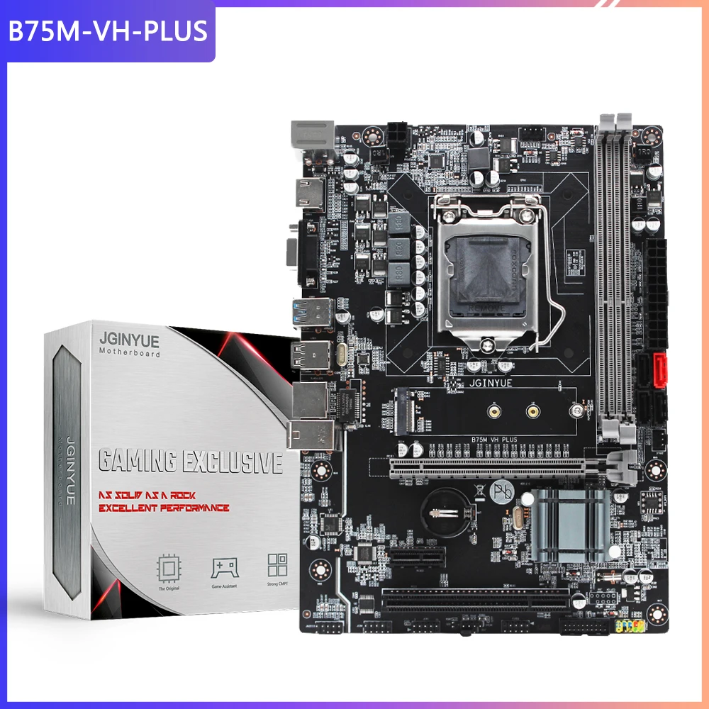 

JGINYUE B75 motherboard LGA 1155 For i3 i5 i7 Xeon E3 processor DDR3 16G 1333/1600MHZ memory M.2 NVME SATA3 USB3.0 B75M-VH PLUS