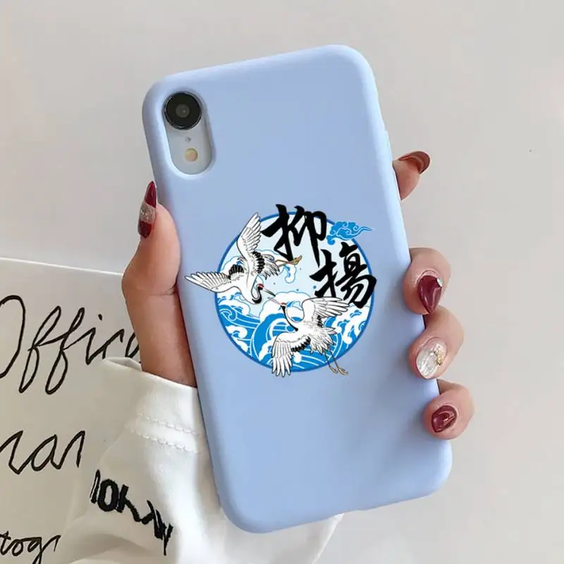 

Crane Phone Case for iPhone 12 mini pro max 11 Pro Max X XR XS 8 7 6s Candy Blue Silicone Case