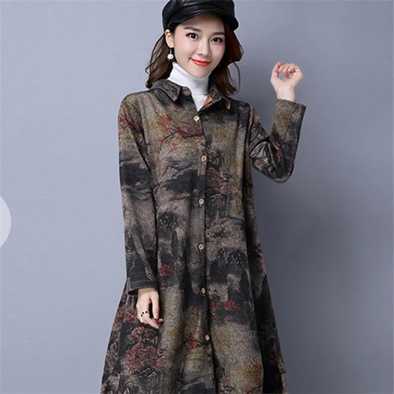 Тренчкот женский в стиле ретро плотная модная ветровка с принтом верхняя одежда