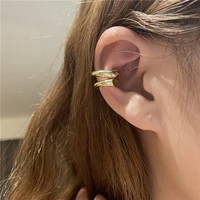 goth metal trio spiral clip earrings for women punk jewelry vintage geometric arc ear cuff gothic bijoux wholesale 2021