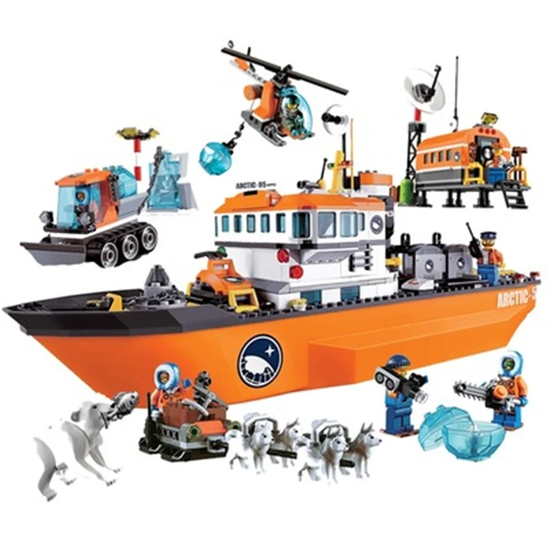 

760pcs 10443 Urban Arctic Adventure Series Arctic Icebreaker Ship 60062 Assembled Building Block Toy Gifts