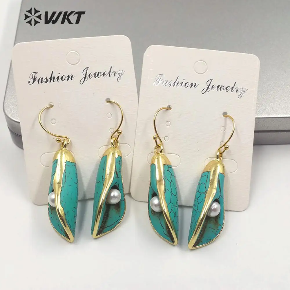 WT-E605 WKT Серьги с камнем специального дизайна Morning Glory Sape и жемчугом Женские модные