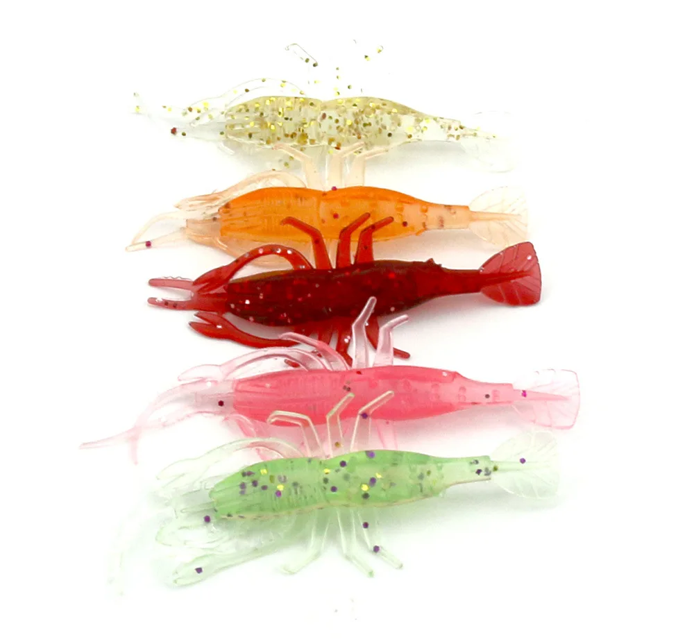 8Pcs Lure small shrimp type soft bait Fishing Lures Soft Plastic Bait Prawn Shrimp 8CM/3.6G | Спорт и развлечения