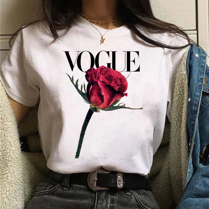 

Vogue Women T-Shirts Tops High Heels Graphic Print Short Sleeve O-Neck T-Shirt Casual Harajuku Tshirt Tops Mujer T-Shirt