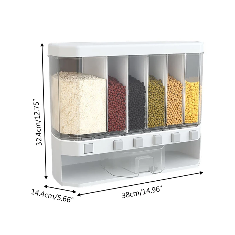

mounted on the separate wall rice bucket moisture-proof plastic moisture-proof cereal dispenser automatic creators