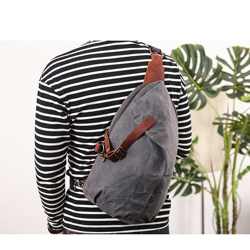 melhor 2020 Nova Lona Masculina Ombro Mensageiro Saco Retro Casual Impermeável Peito Saco Esportes Ao Ar Livre Mochila Material Resistente Ao Desgaste