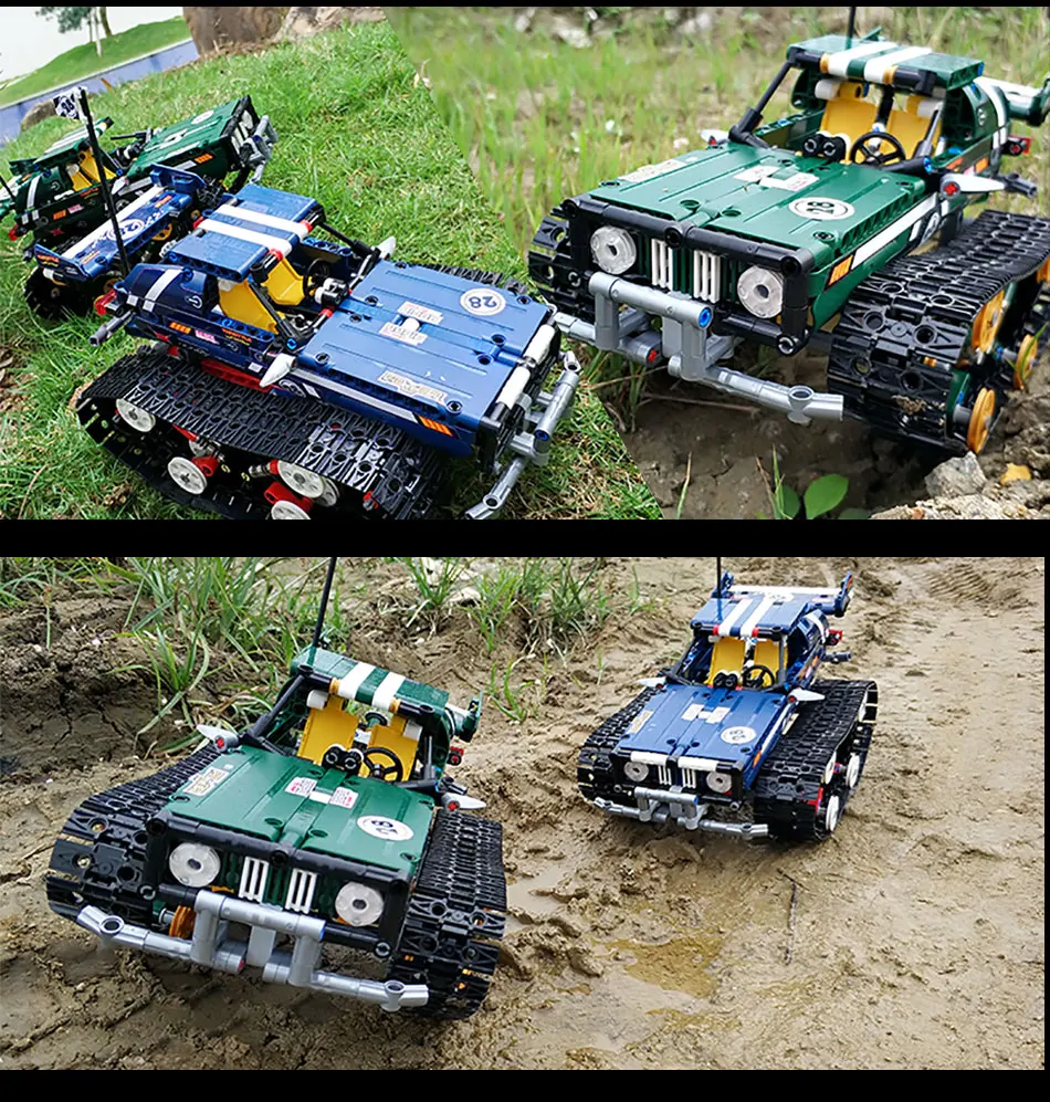 Technic RC Гусеничный гоночный автомобиль строительные блоки Электрический Мотор мощность дистанционное управление функция кирпичи автомобиль игрушки для детей