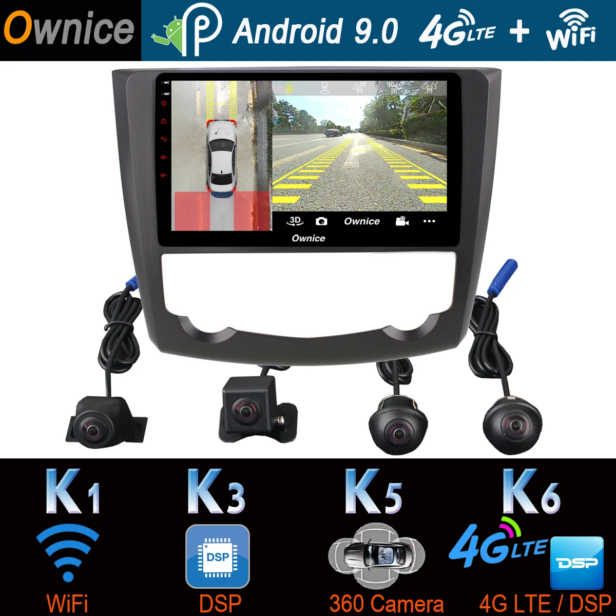 360 ° панорамная 4 ×камера 4G WiFi Android 9.0 + 64G SPDIF DSP CarPlay Автомобильный мультимедийный