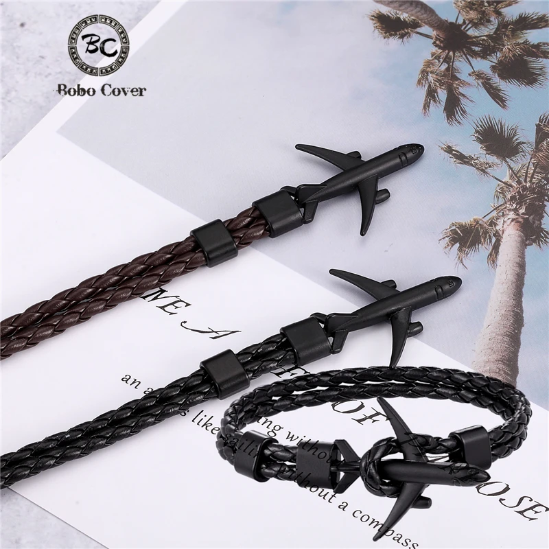 Новые модные браслеты с якорем в самолете мужские подвесками из сплава и кожи