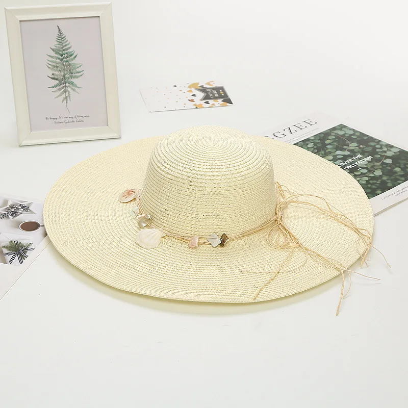 

Summer Straw Hat With Seashell Bow Boho Wedding Hats Women Fashion Accessories Hats ZH082