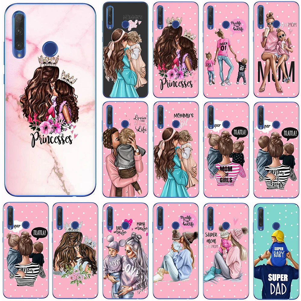 Жесткий пластиковый чехол Super Mama Mouse Dad Girl Mom Boy Baby для телефона Huawei Honor 7X, 8X, 8C, 8A, 8, 9, 10 Lite, V20, 20, 9X Pro, 20S Play.