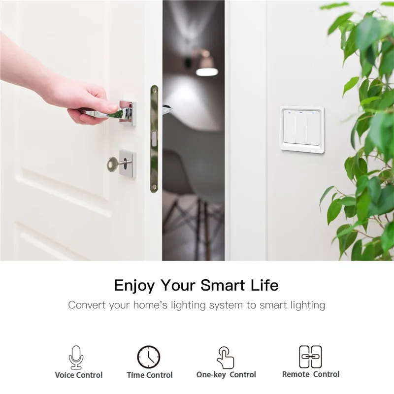 Wi Fi умный светильник настенный выключатель телефон приложение Smart Life Tuya