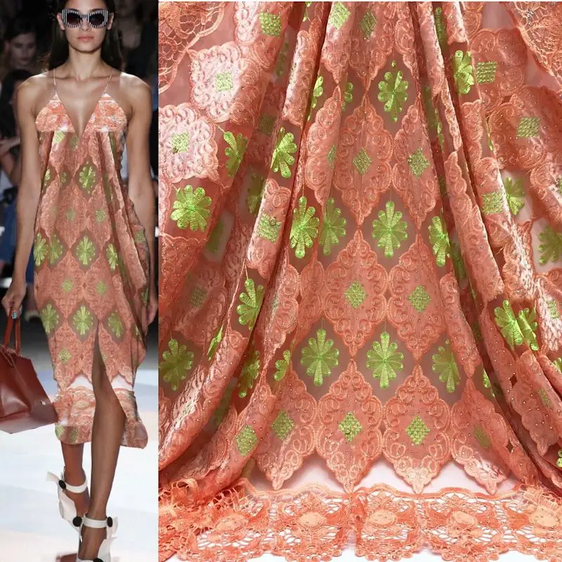 Африканский Воск Бисероплетение Кружева 5 цветов персикового вина оранжевый