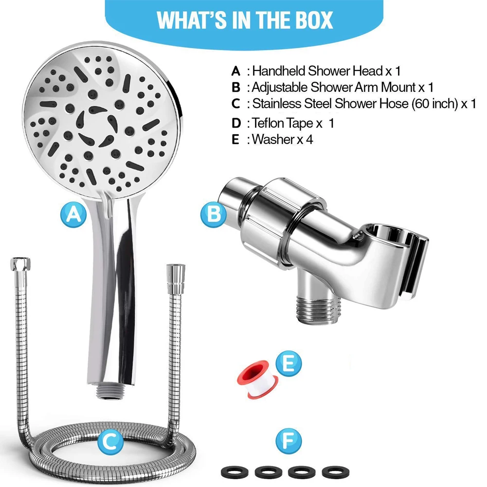 

Shower Head Set 9 Functions Handheld High Pressure Rain Shower Water Head With Bracket Hose Shower Holder Bathroom Tool