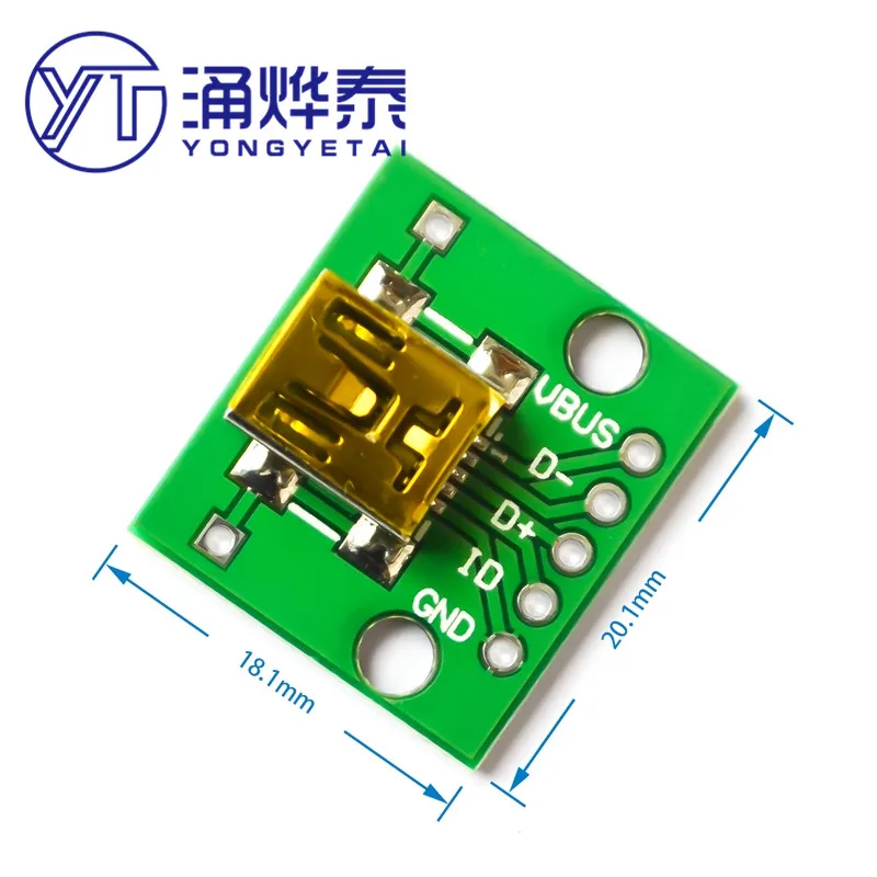 YYT USB для DIP гнездовой разъем патч MINI5P до 2 54 мм прямой штекер сварная плата
