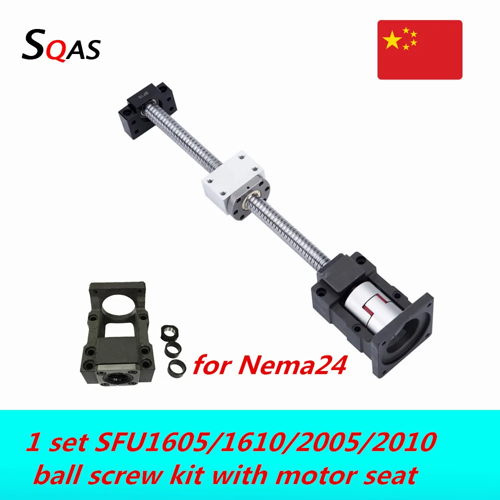 

Fast shipment ball screw SFU1605 SFU1610 SFU2005 SFU2010 +BKBF12/15+nut housir+coupling+Nema24 motor seat/mount for CNC router